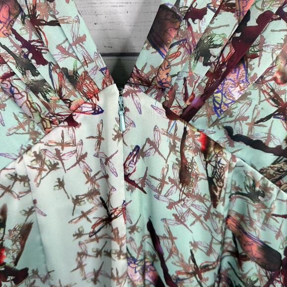 Ted Baker Womens size 1 US 4 Dragonfly Ice Blue Floral Bow Sleeveless Dress - Picture 10 of 15